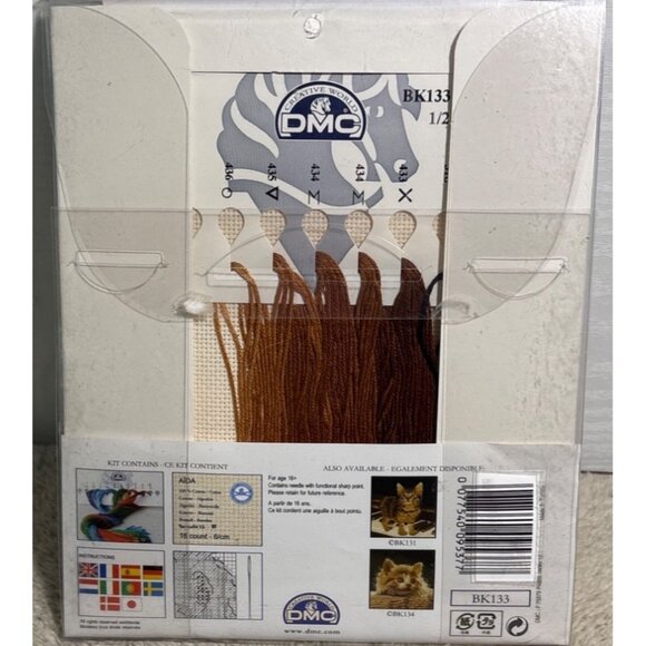 DMC Deco Sleepy Cat Counted Cross Stitch Kit 6"x6" Kitten Easy Quick - Picture 5 of 5